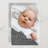 グレーウォーターモダンミニマル誕生写真 案内状 (正面/裏面)