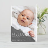 グレーウォーターモダンミニマル誕生写真 案内状 (スタンド正面)