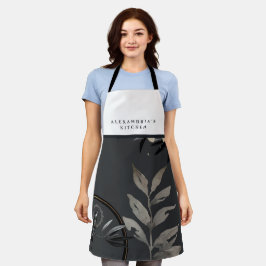 グレーウォーター名前をカスタムするブラック&ホワイトよだれかけ エプロン