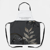 グレーウォーター名前をカスタムするブラック&ホワイトよだれかけ エプロン (正面)