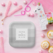 グレーウォーター結婚カラー紙プレート ペーパープレート (パーティー)