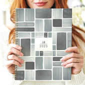 グレーウォーター色ジオメトリック2025モノグラム プランナー手帳