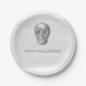 グレーウォーター色スカルハロウィーン紙プレート ペーパープレート (正面)