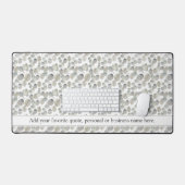 グレーウォーター色ユーカリ葉スカスタム文字 デスクマット (キーボード&マウス)