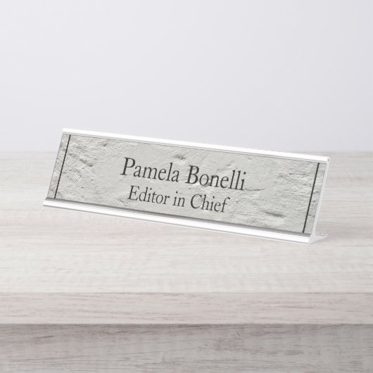 グレーウォールプロフェッショナルユニーククラシカルシンプル デスクネームプレート (正面)