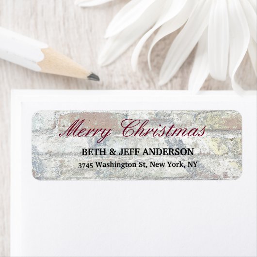 グレーウォールメリークリスマスメッセージファミリーシート ラベル (インサイチュ)