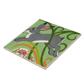 グレーウサギオングリーンアールデコデザイナータイル五徳 タイル (側面)