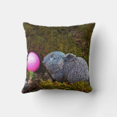 グレーウサギ/バニーとピンクゴルフボール クッション (裏面)