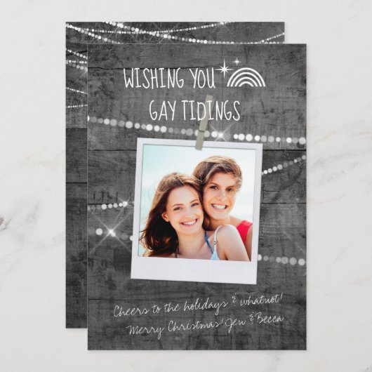 グレーウッドカワイイゲイチディングLGBTフォトホリデーカード (正面/裏面)