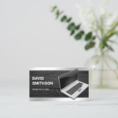 グレーウッドノートパソコンPCコンピュータ修理技術者 名刺 (スタンド正面)