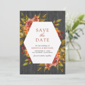 グレーウッドバーントオレンジフローラ秋秋の結婚式 セーブザデート (スタンド正面)