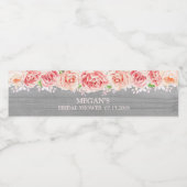 グレーウッドピンクウォーターカラーフラワーズブライダルシャワー ペットボトルラベル (シングルラベル)