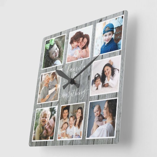 グレーウッドファミリーは全引用文8フォトフレーム スクエア壁時計 (傾斜)