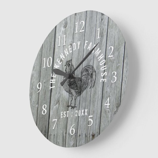 グレーウッドファミリーネームファームハウスルスター ラージ壁時計 (傾斜)