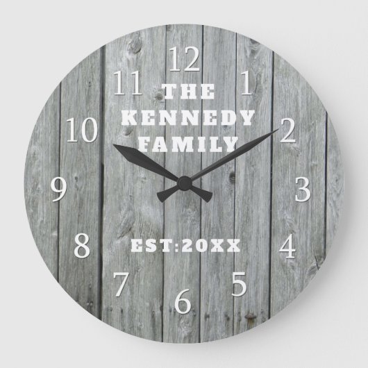 グレーウッドファミリーネームファームハパーソナライズされたウス ラージ壁時計 (正面)