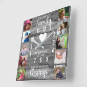 グレーウッドファミリー引用文10スクエアフォトコラージュ スクエア壁時計 (傾斜)