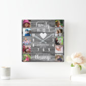 グレーウッドファミリー引用文10スクエアフォトコラージュ スクエア壁時計 (ホーム)