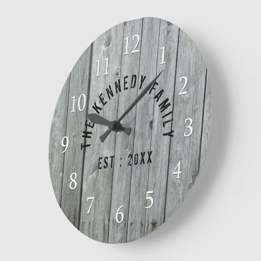 グレーウッドファームハウスファミリー名 ラージ壁時計 (傾斜)
