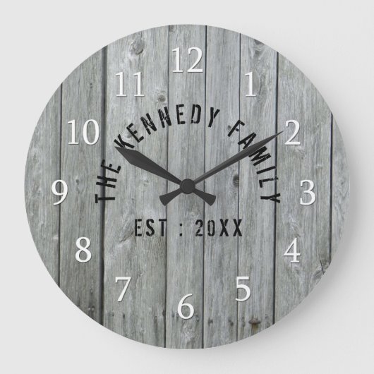 グレーウッドファームハウスファミリー名 ラージ壁時計 (正面)