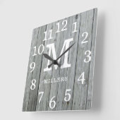 グレーウッド大数家族の名前モノグラム スクエア壁時計 (傾斜)