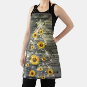 グレーウッ素朴ドヒマワリクリスマスツリーホリデイ エプロン (インサイチュ)