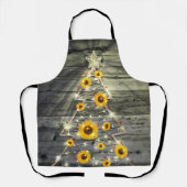 グレーウッ素朴ドヒマワリクリスマスツリーホリデイ エプロン (正面)