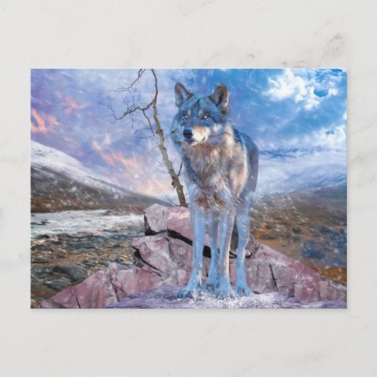グレーウルフが電話に出る ポストカード (正面)