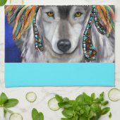 グレーウルフアート キッチンタオル (折り畳み)