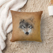 グレーウルフウォーターカラーヴィンテージ クッション (ブランケット)