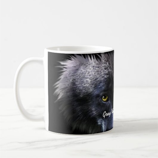 グレーウルフサポーター狼の目の野生動物のギフトマグ コーヒーマグカップ (左)