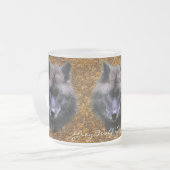 グレーウルフサポーター野生生物ギフトマグ フロストグラスマグカップ (正面左)