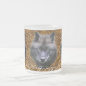 グレーウルフサポーター野生生物ギフトマグ フロストグラスマグカップ (中央)