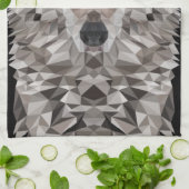 グレーウルフジオメトリックポートレート キッチンタオル (折り畳み)