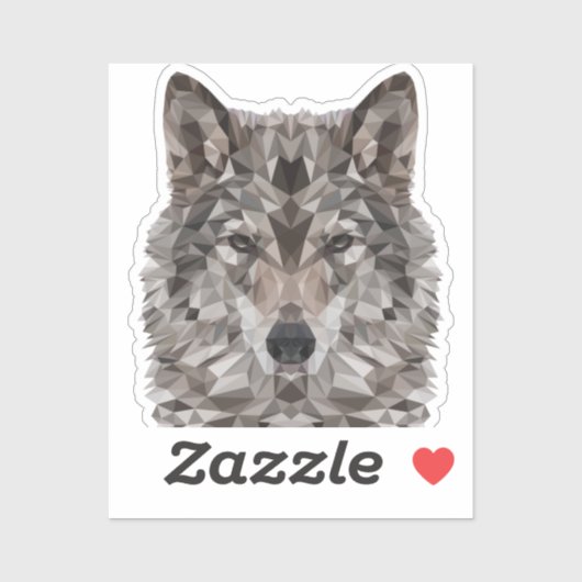 グレーウルフジオメトリックポートレート シール (シート)