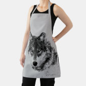 グレーウルフスケッチアートワーク エプロン (インサイチュ)