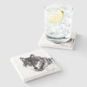 グレーウルフスケッチアートワーク ストーンコースター (横)