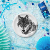 グレーウルフスケッチアートワーク ペーパープレート (パーティー)