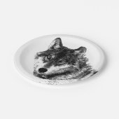 グレーウルフスケッチアートワーク ペーパープレート (アングル)