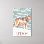 グレーウルフスタンディングユタ キャンバスプリント (正面)