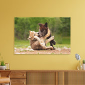 グレーウルフパップレスリング キャンバスプリント (インサイチュ (リビング))