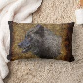 グレーウルフヘッドオンパーチメント野生生物装飾用クッション ランバークッション (ブランケット)