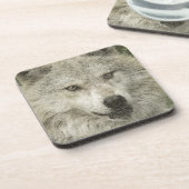 グレーウルフペンシルSketchワイルドライフアートギフト コースター (左側)