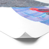 グレーウルフレッドバードウッドランドイラストレーションポスター ポスター (角)