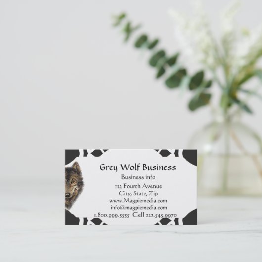 グレーウルフロッジビジネスカスタムビジネスカード 名刺 (スタンド正面)