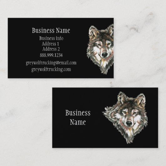 グレーウルフワイルドライフ自然カスタム動物 名刺 (正面/裏面)