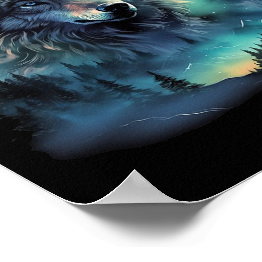 グレーウルフ狩りグラウンズアイシームーンフォレスト銀河系 ポスター (角)