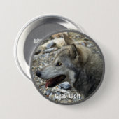 グレーウルフ野生動物愛好家コレクターバッジ 缶バッジ (正面&裏面)