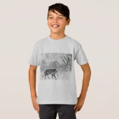 グレーウルフ野生動物 Tシャツ (正面フル)