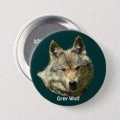 グレーウルフ頭野生動物愛好家コレクターバッジ 缶バッジ (正面&裏面)