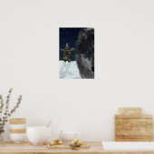 グレーウルフ、アークティックイヌクシュク&スターズアートポスター ポスター (キッチン)